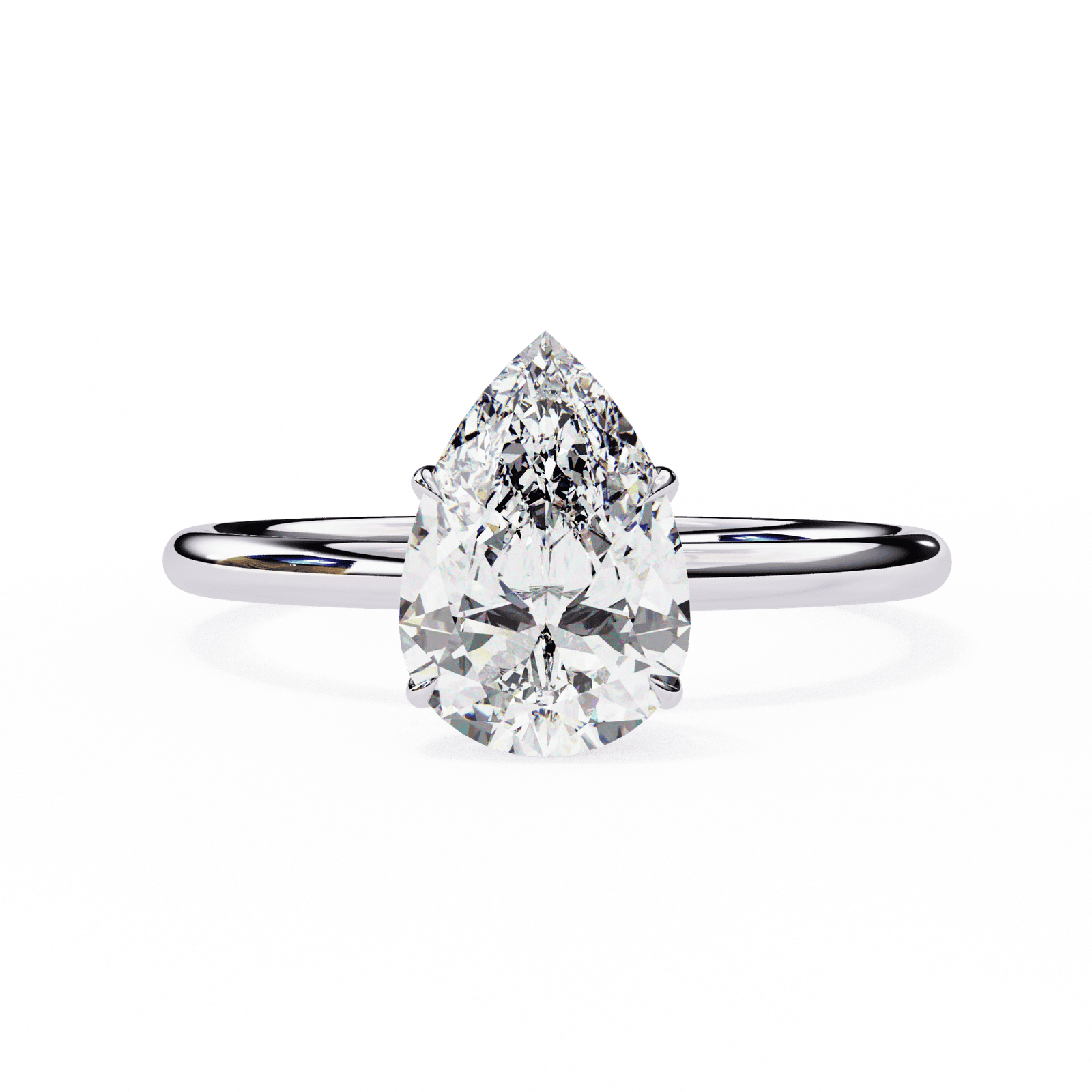 Pear-Cut Solitaire Diamond Engagement Ring