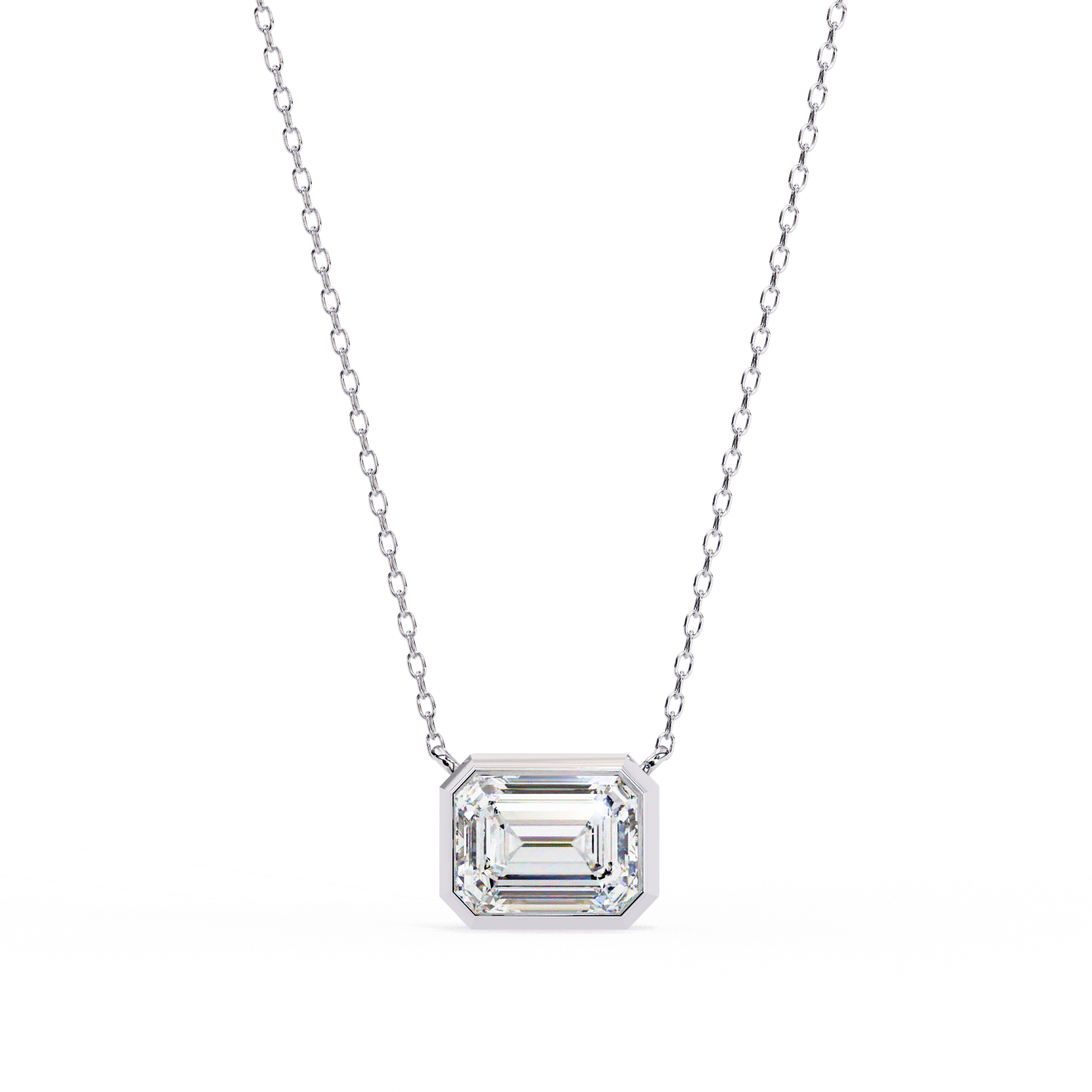 Emerald Cut Diamond Solitaire Pendant Necklace