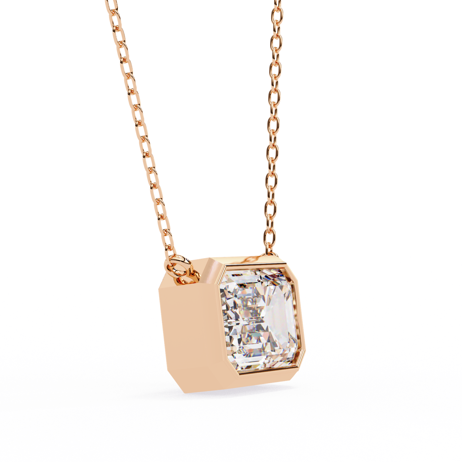 Emerald Cut Diamond Solitaire Pendant Necklace