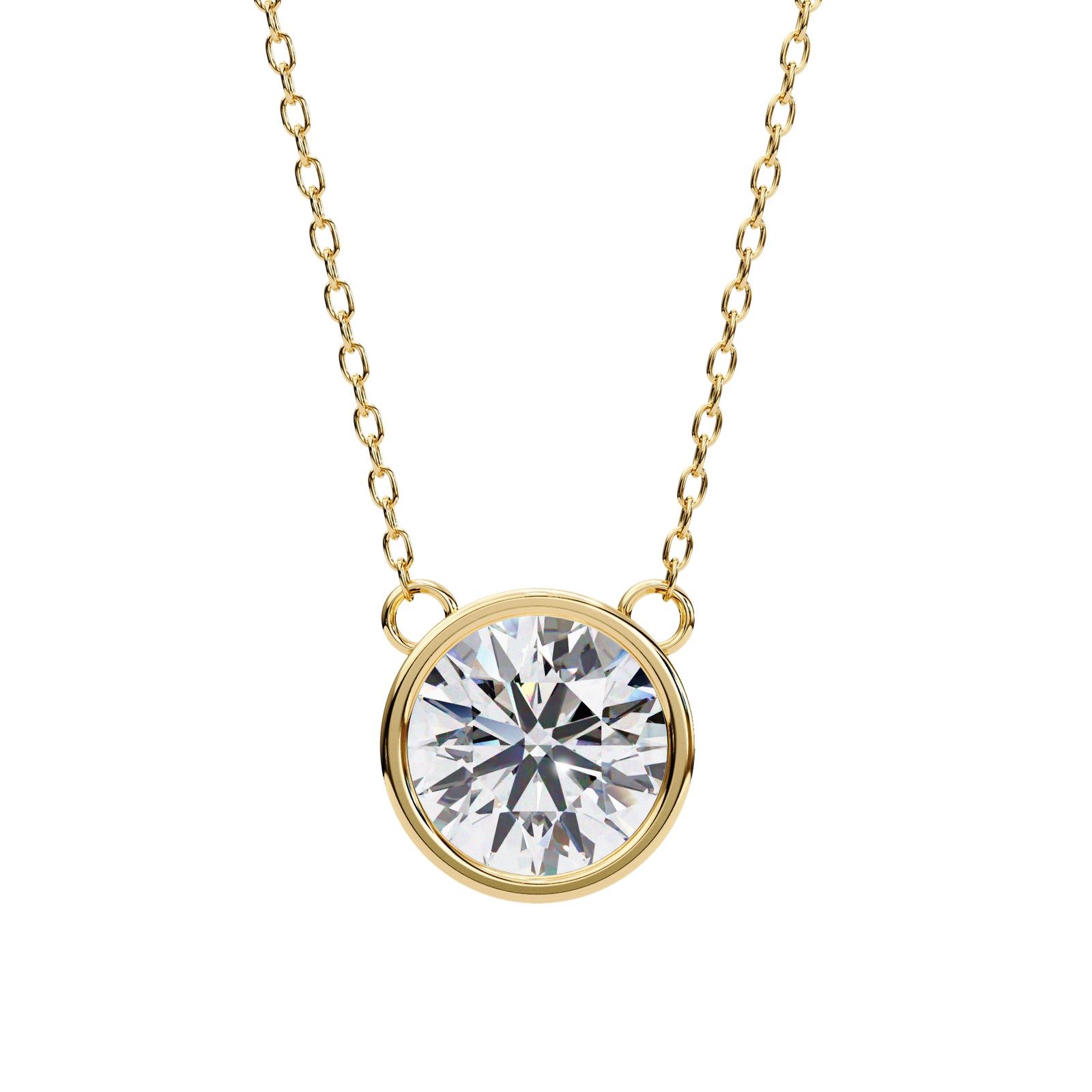 Classic Round Diamond Bezel Pendant Necklace