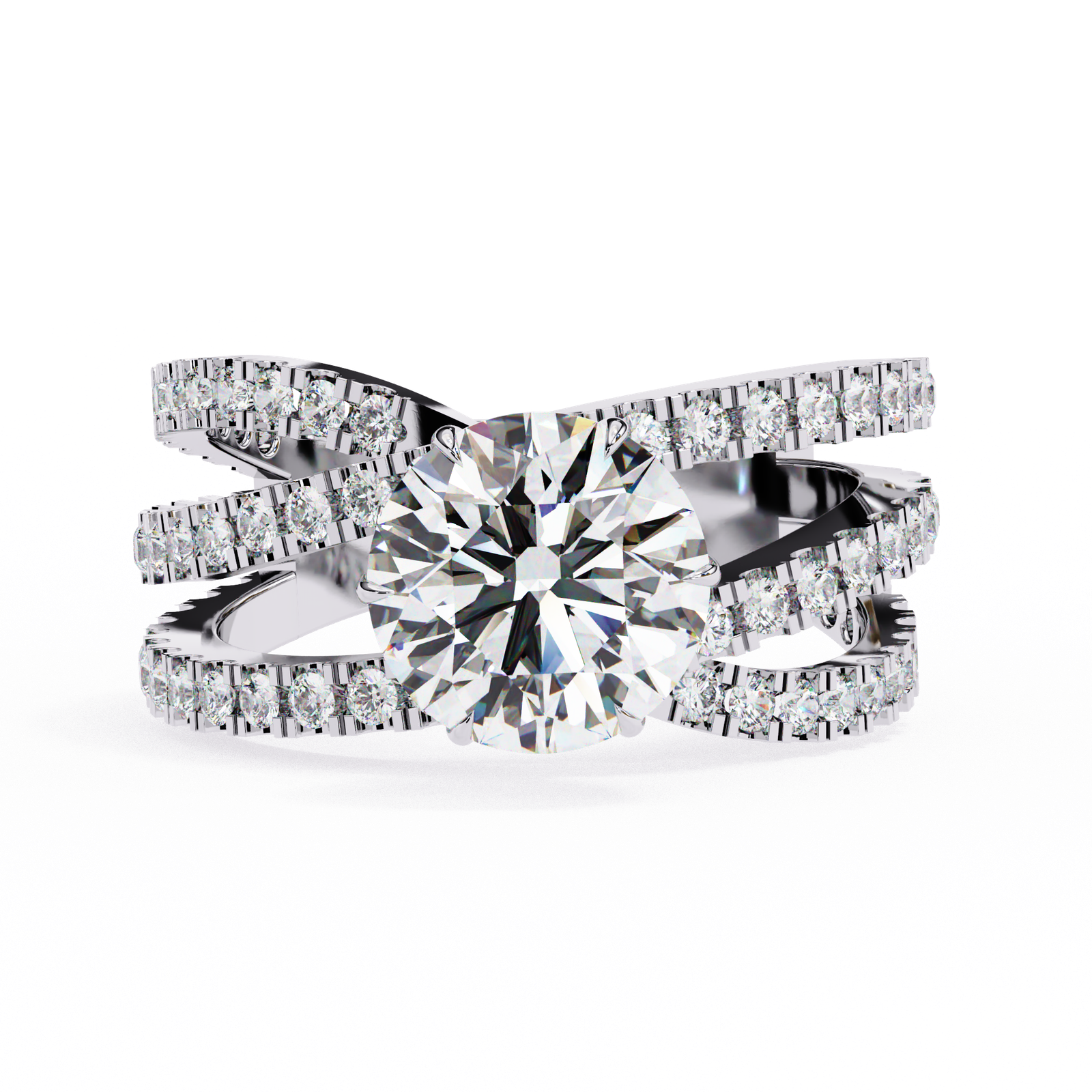 Round Brilliant Diamond Crisscross Ring