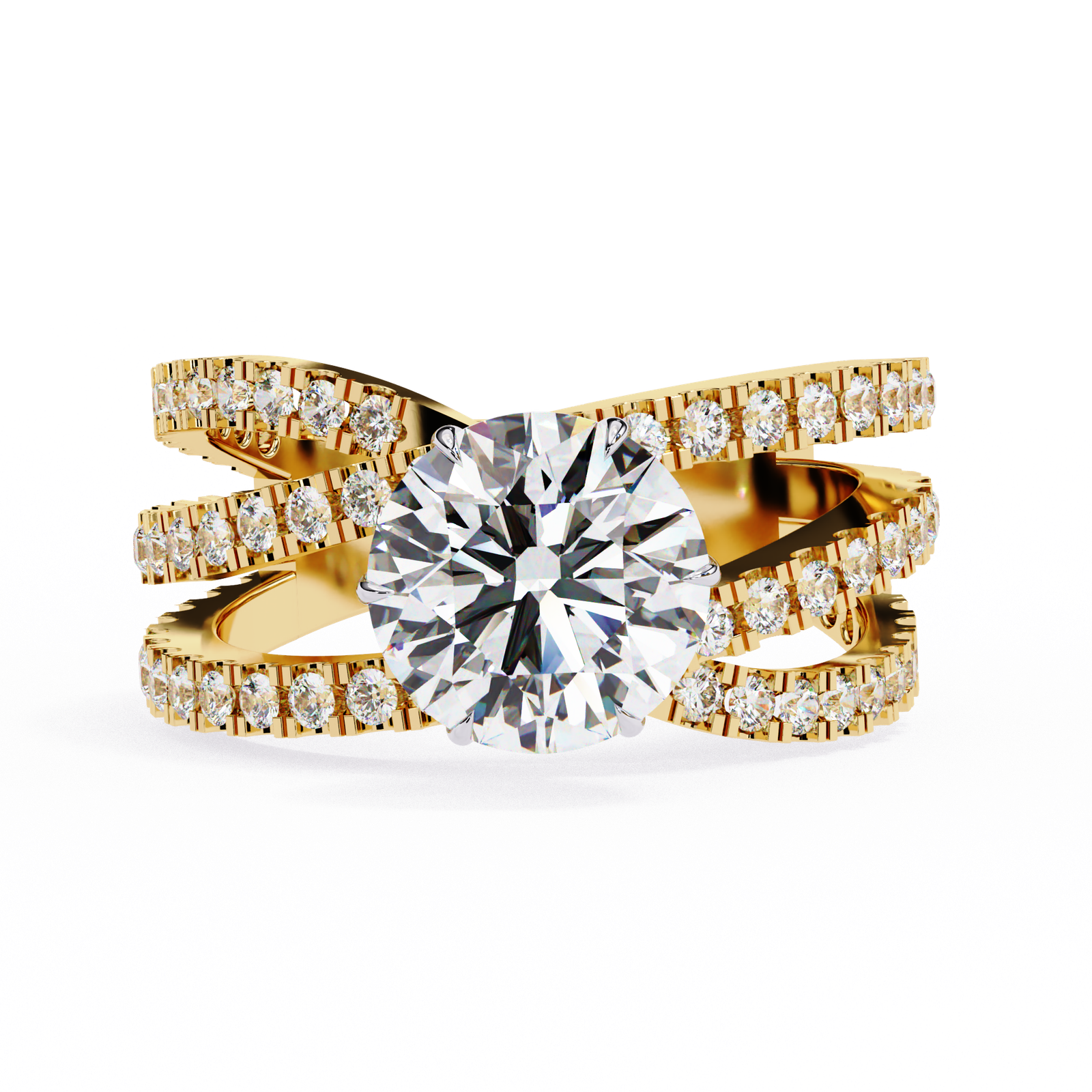 Round Brilliant Diamond Crisscross Ring
