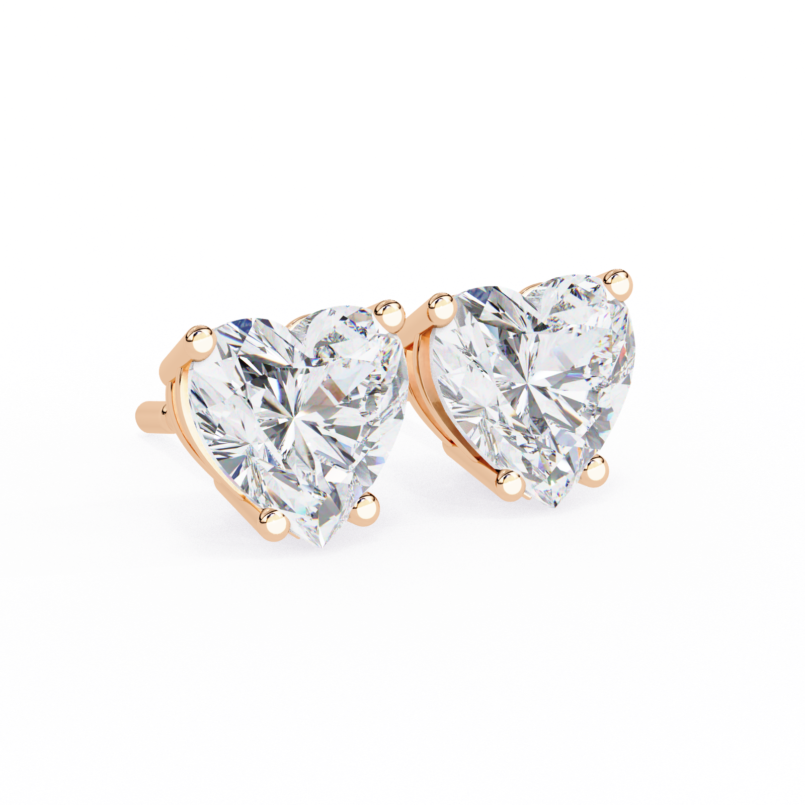 Heart-Shaped Diamond Stud Earrings
