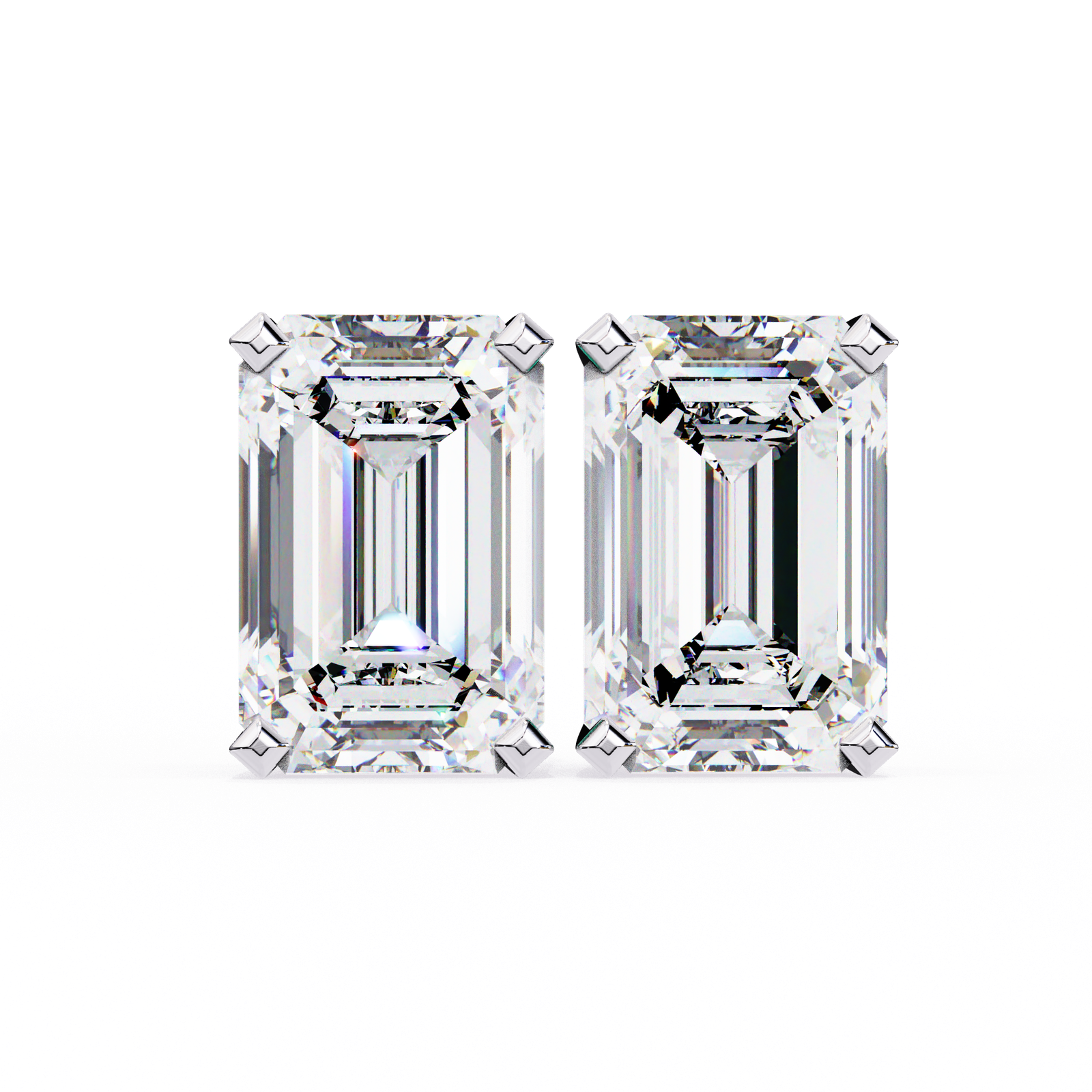 Emerald Cut Diamond Stud Earrings