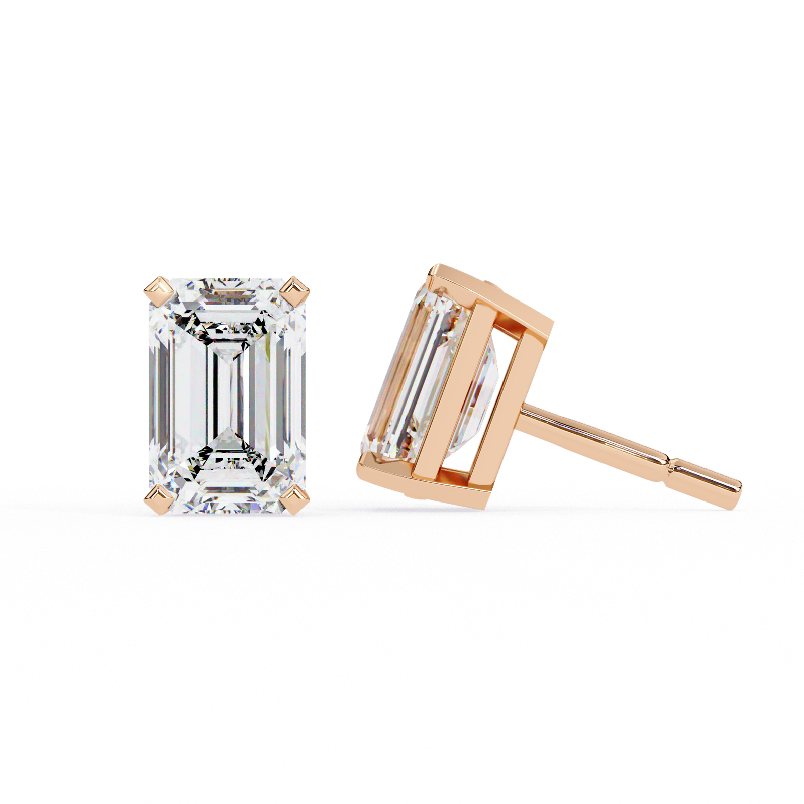 Emerald Cut Diamond Stud Earrings