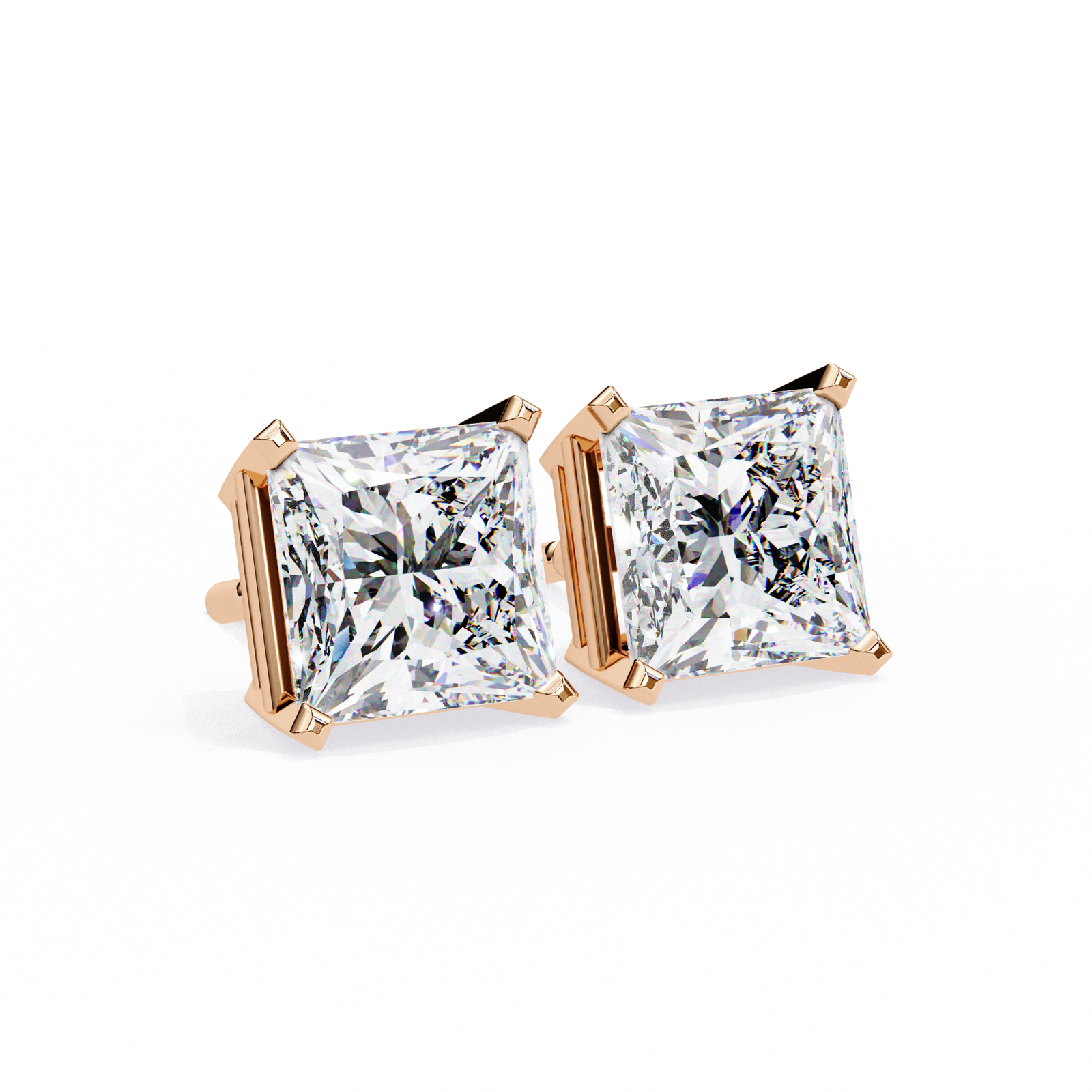 Classic Princess Cut Diamond Stud Earrings