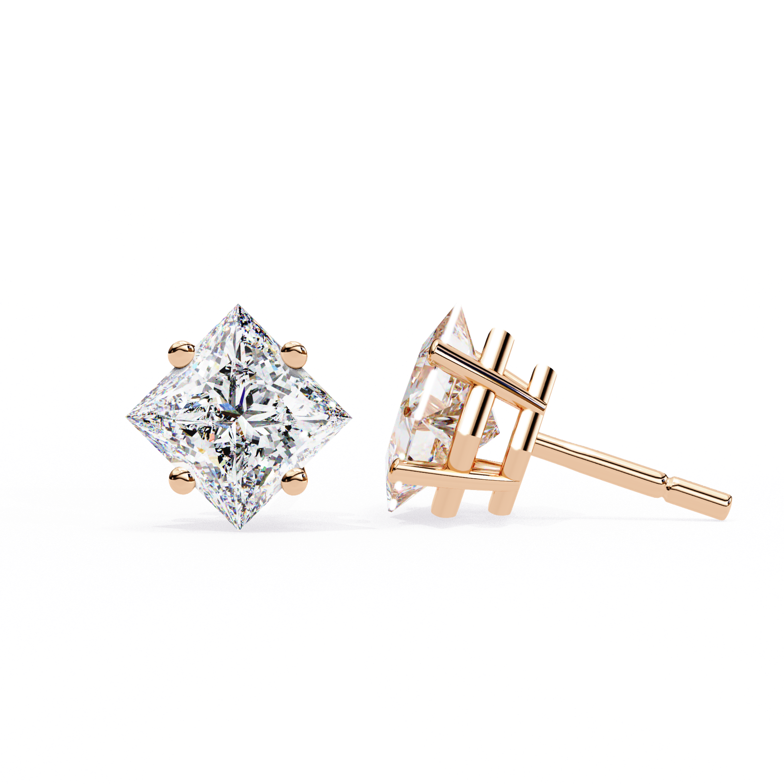 Princess Cut Diamond Stud Earrings