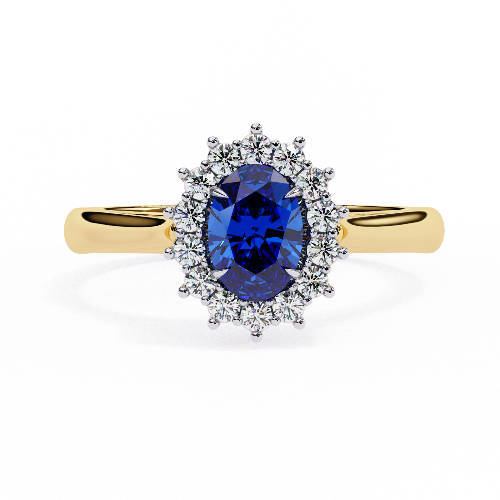 Royal Blue Oval Halo Ring